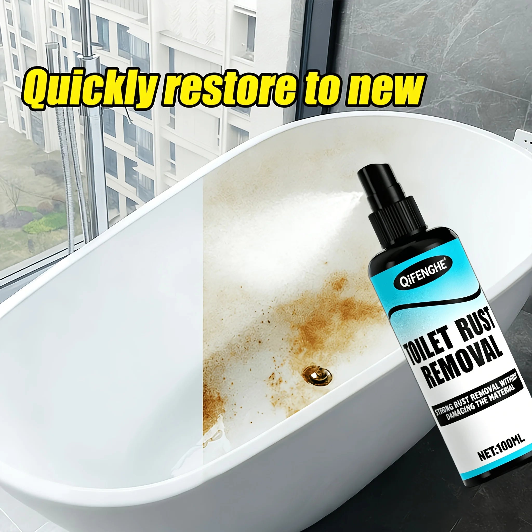 QIFENGHE Ceramic & Marble Rust Remover Spray | Fast-Acting Surface Rust Remover Oasis Select
