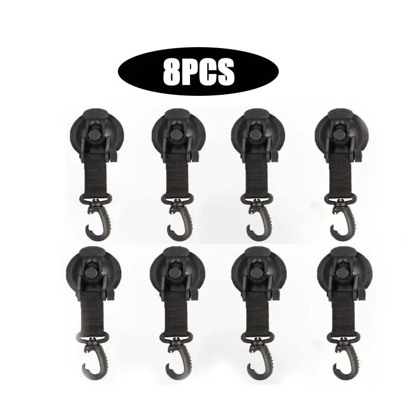 Outdoor Camping Car Tent Suction Cup Buckle Portable Suction Cup Hook Tent Hook Sun Protection Rain Cover Car Window Suction Cup Oasis Select 8Pcs-black