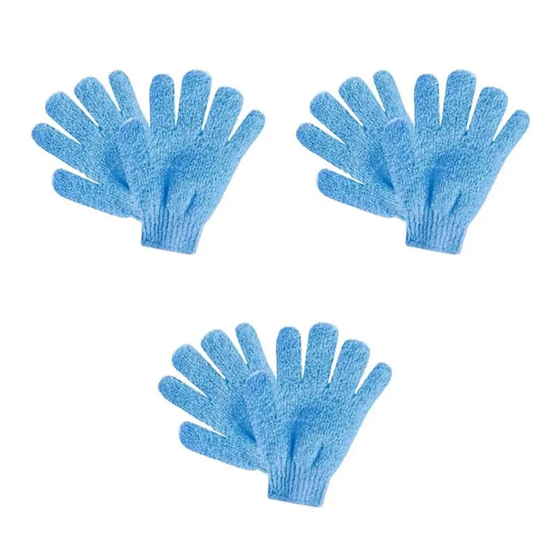 1/2/3pairs Five Fingers Bath Gloves Peeling Exfoliating Household Shower Towel Scrub Body Wash Elastic Wipe Body Cleaning Tools Oasis Select 3pairs blue