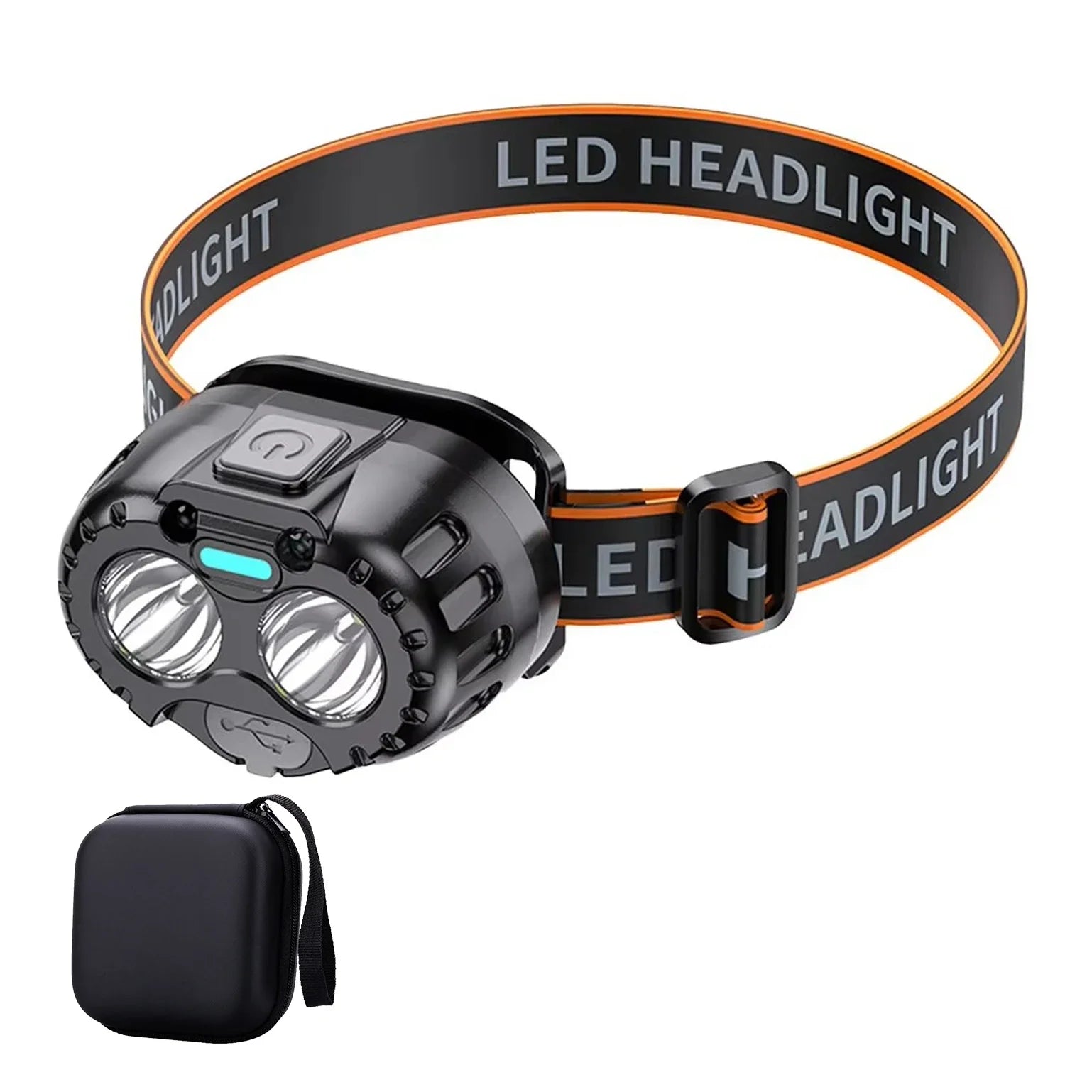 Powerful Headlamp LED Rechargeable Work Light Adjustable Flashlight with Magnetic Head Torch Outdoor Camping Cycling Lantern Oasis Select 1PC with bag