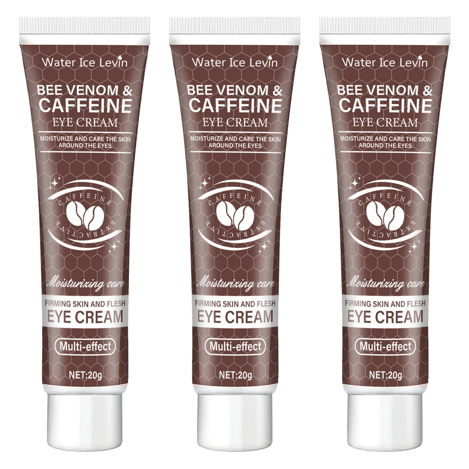 Natural Caffeine Intensive Moisturizing and Firming Eye Cream 20g, for Puffiness and Dark Circles Use It to Lift the Eye Area, Reduce Wrinkles and Signs of Aging, and Achieve a Light Beige, Relaxed Look. Oasis Select Three Pieces 20g