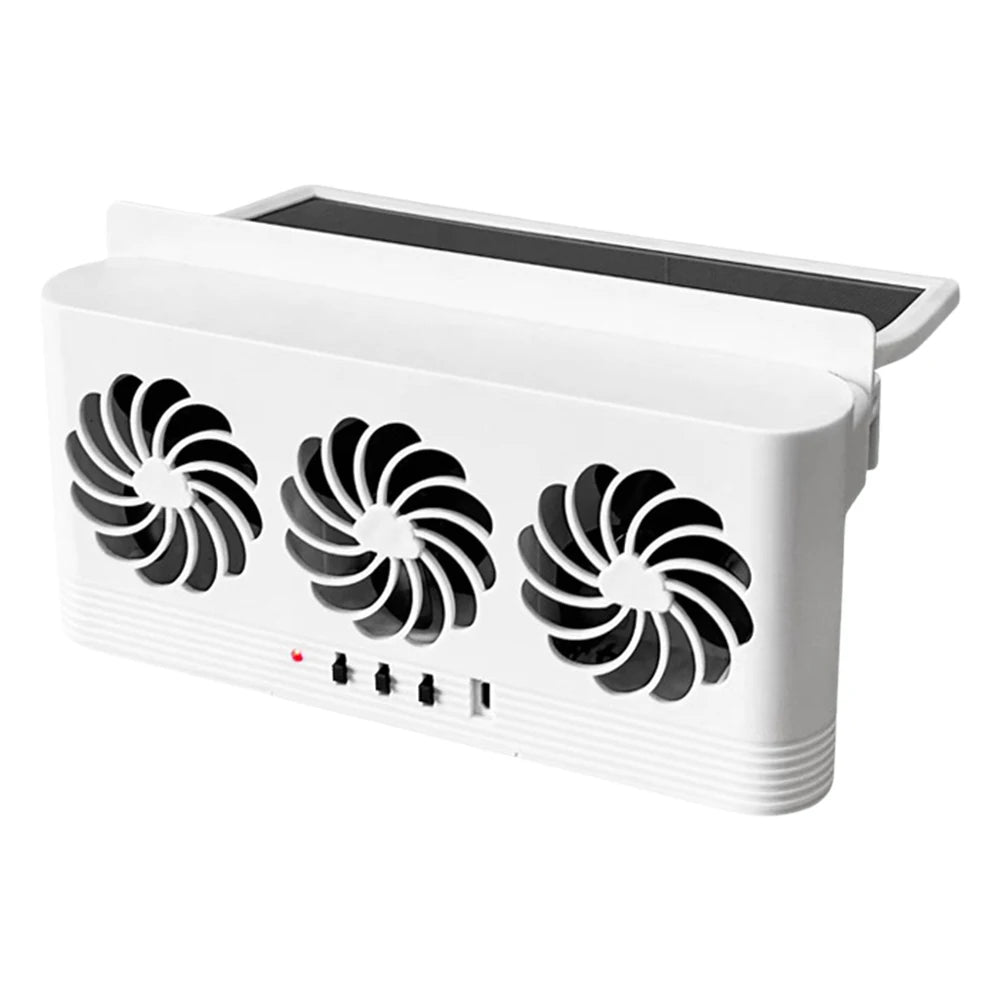 Solar Car Exhaust Fan with 3 Air Outlets Car Radiator Cooling Fan Eliminate Peculiar Smell Auto Ventilation Fan for All Cars Oasis Select White spain