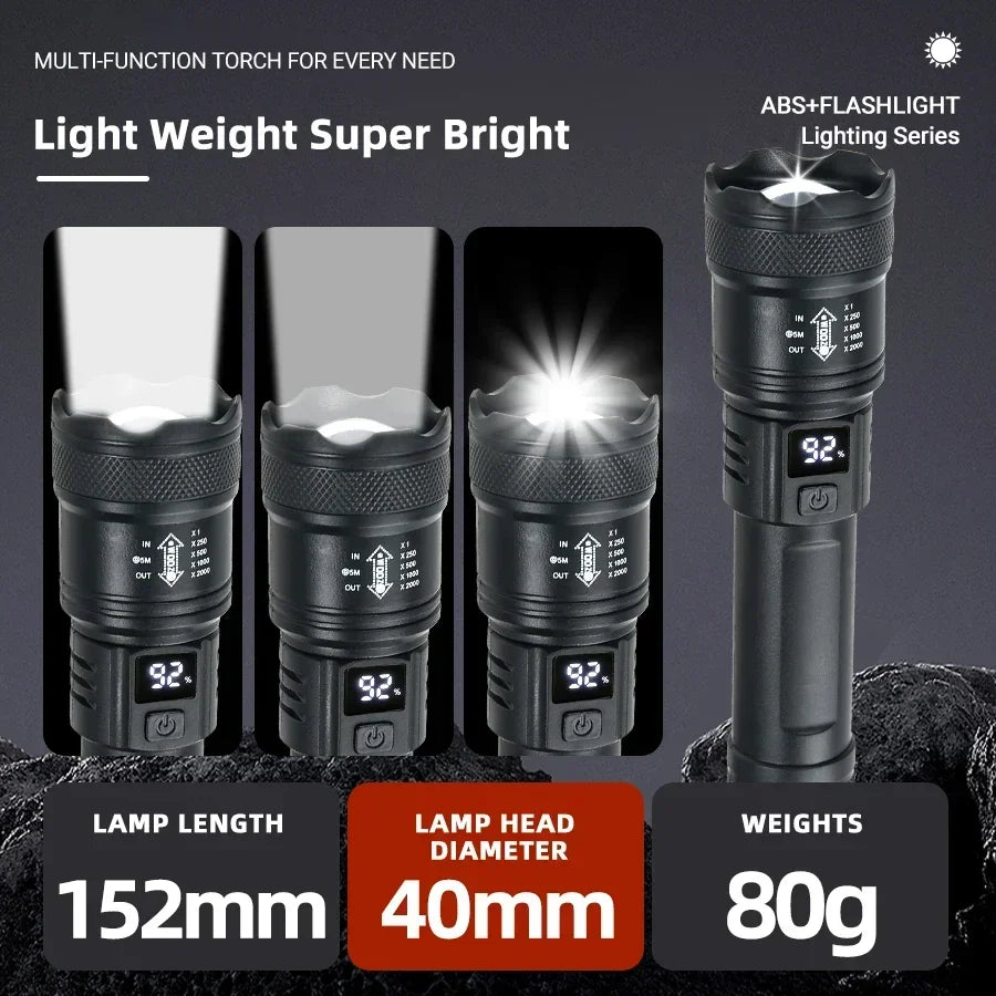 Most Powerful LED Flashlights Rechargeable Torch Lighting 3000M Tactical Lantern Ultra Powerful Flashlight With USB Charging Oasis Select