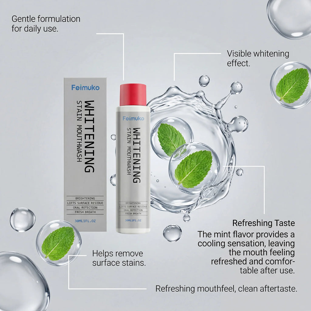 Refreshing Tooth Cleaning Mouthwash, Mild Cleansing Natural Remove Surface Dental Stains Fresh Breath Daily Oral Care Oasis Select