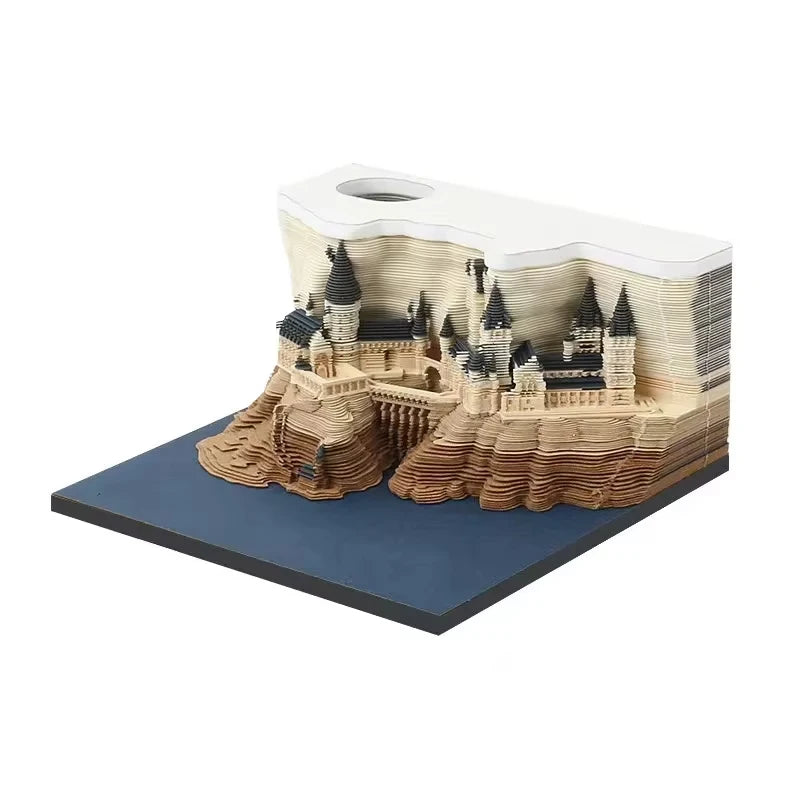Treehouse 3D Desktop Calendar Sticky Notes Creative Crafts Souvenirs Paper Carvings Memo Pad New Year Gifts Office Ornament Oasis Select Castle no light