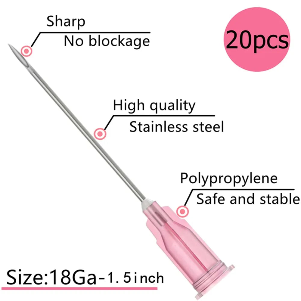 60-Pack 18G Disposable Sterile Stainless Steel Tattoo Needles