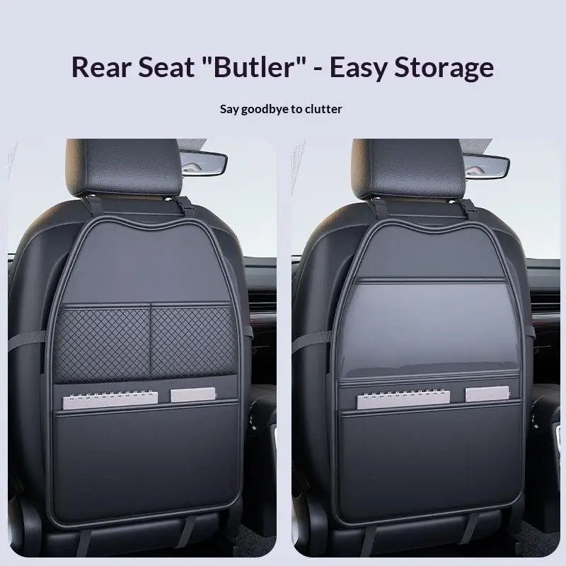 PU Leather Car Seat Kick Proof Pad With Pockets Multi-functional Tablet Holder Auto Seat Back Protection Cover For Kids 1PC Oasis Select