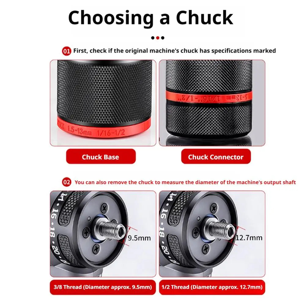 Keyless Ratchet Self-Locking Drill Chuck – 3-Jaw High Grip