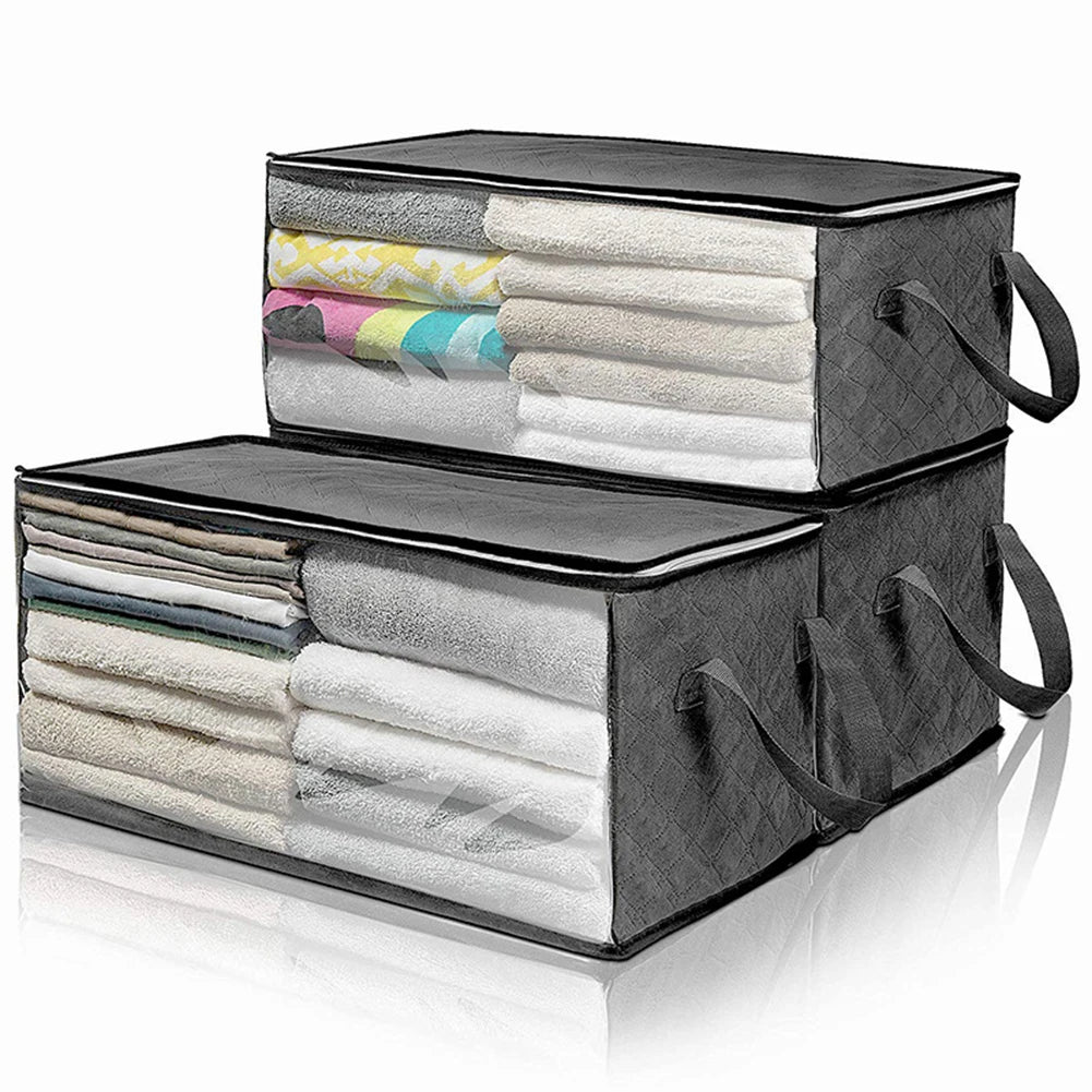 Large Capacity Clothes Storage Bag Non-Woven Foldable Quilt Storage Bag with Lids Zipper Wardrobe Clothing Organizer Sorting Box Oasis Select