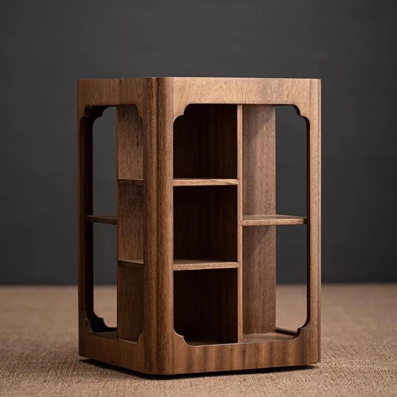 Walnut Storage Rack Tea Storage Cabinet Living Room Small Antique Rack Chinese Rotating Tea Set Display Cabinet Oasis Select