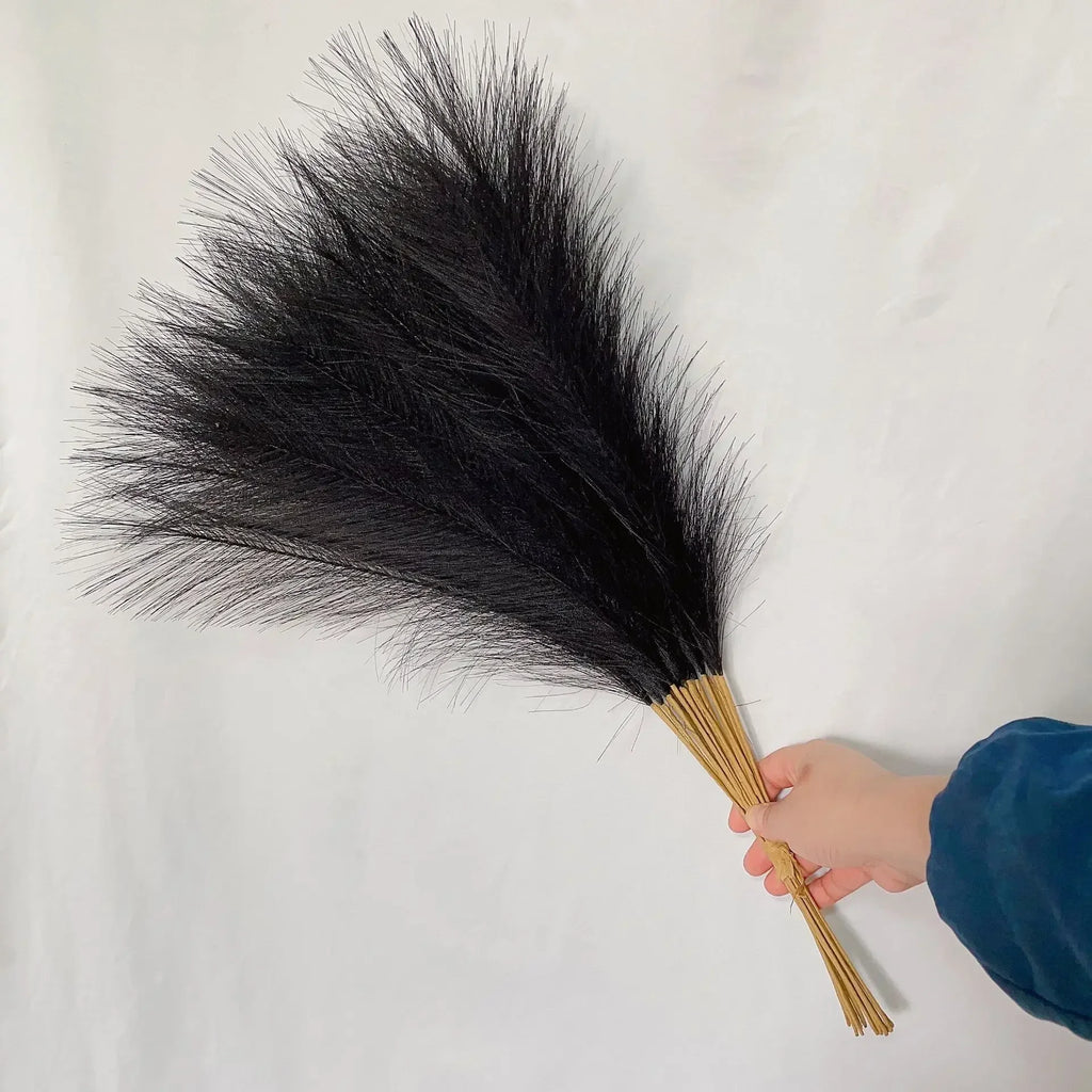 55CM Fluffy Pampas Grass Boho Decor Flower Fake Plant Reed Simulated Wedding Party Home Decoration Artificial Flowers Oasis Select BK 1pc