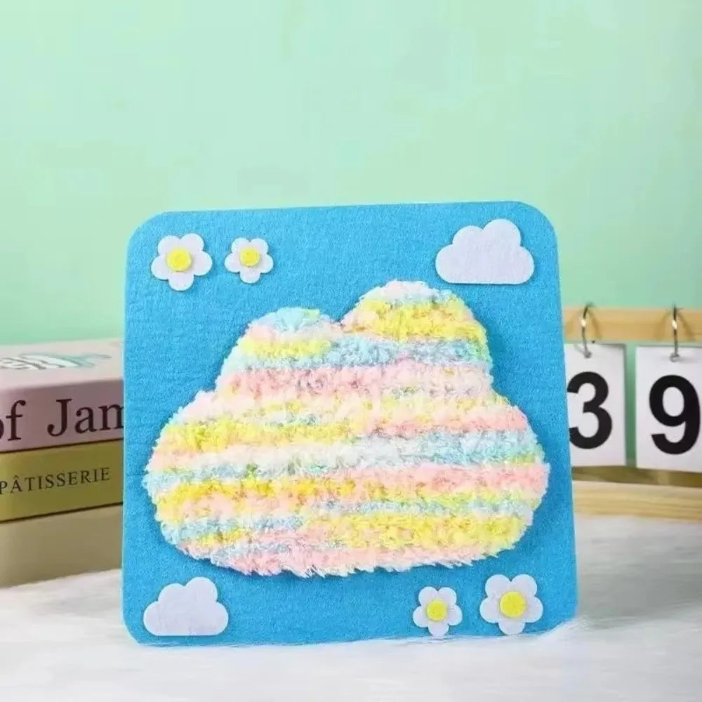 Sewing Needle and Thread Painting DIY Embroidery Set with Sticker DIY Handcraft Kit Educational Children's Hand Puppet Making Oasis Select Clouds