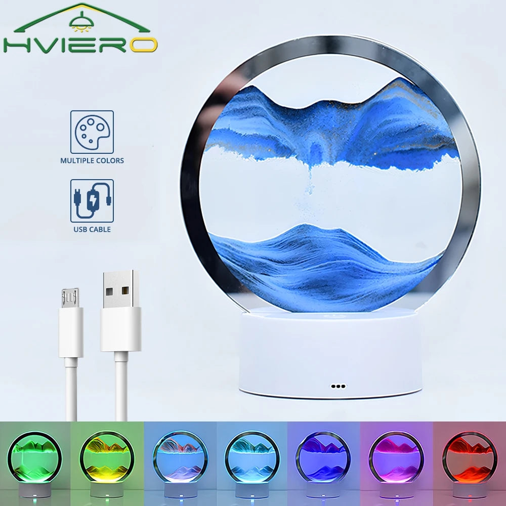HVIERO Quicksand LED Table Lamp | USB Rechargeable Night Light