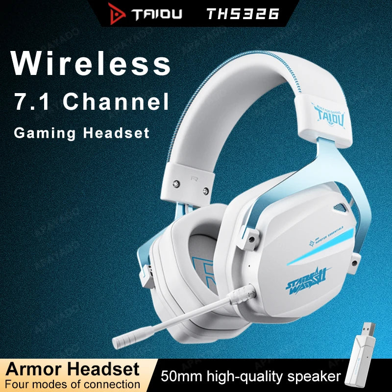 TAIDU THS326 Armor Gaming Headset 4 Mode 2.4G BT5.4 Wired 7.1 Surround Sound 50mm Driver 1000mAh Battery ENC Mic RGB Light Oasis Select