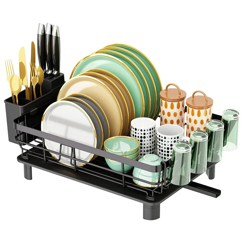 Kitchen Dish Drain Rack Tableware Storage Rack Tableware Shelf Drain Basket Sink Dishwasher Dish Rack Oasis Select Black-Cup Holder