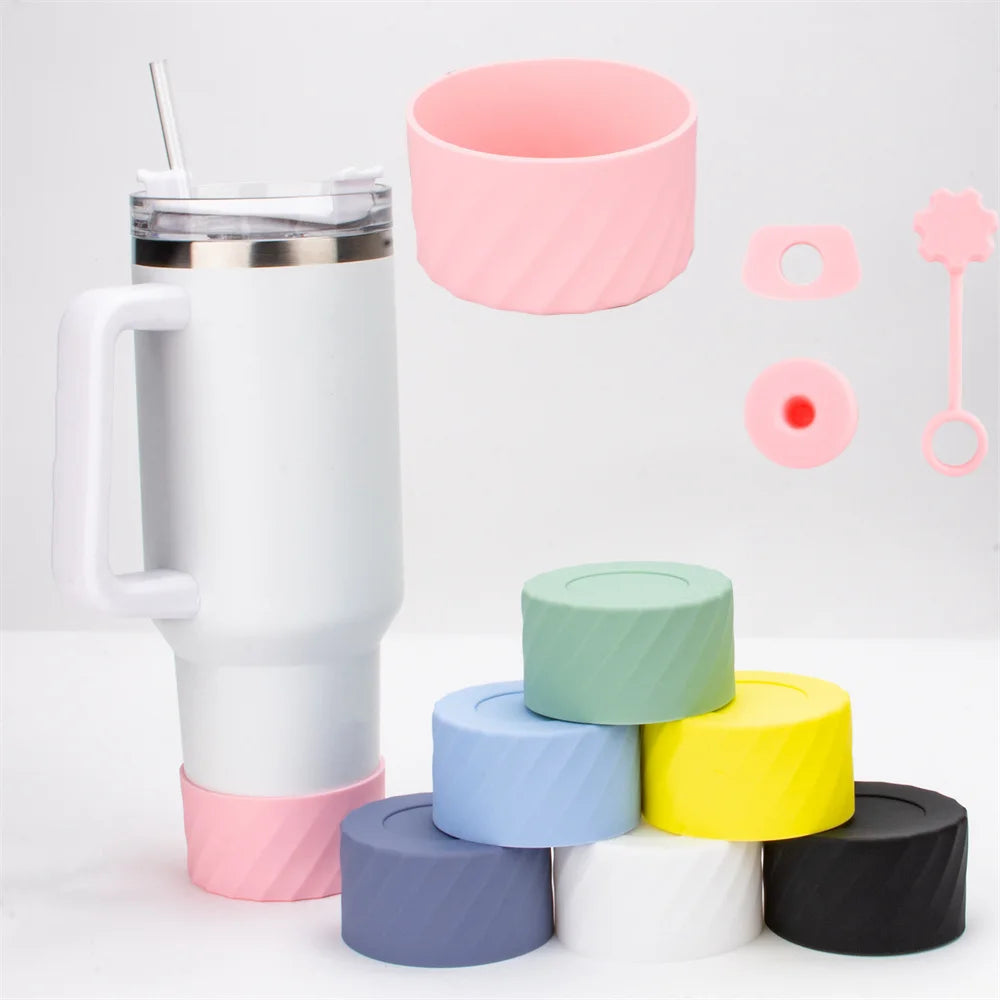 4Pcs Silicone Spill Proof Stopper Set for Stanley 40oz Cup Protective Boot and Straw Covers Reusable Water Bottle Accessories Oasis Select