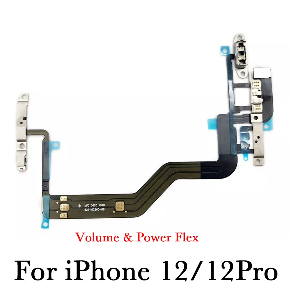 Power Volume Mute Flex Cable for iPhone 12 Mini Pro Max + Bracket
