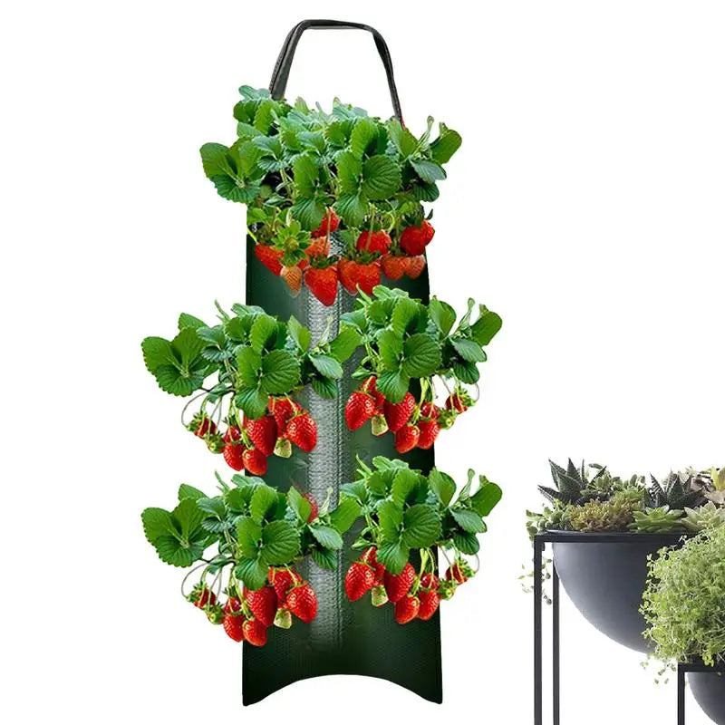 Tomato Planter Bag 8-Hole Hangable Fabric Pouch For Plant Aeration & Growth Gardening Bags For Tomatoes Roses Carrots Potatoes Oasis Select