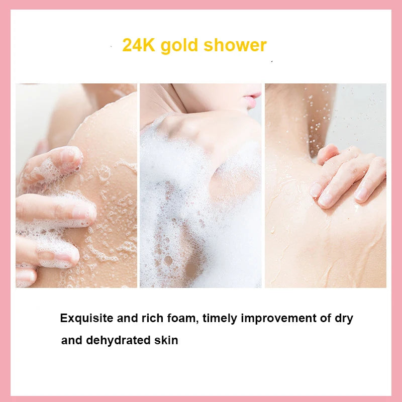 550ml 24K Gold Shower Gel Deep Clean Long Lasting Fragrance Bath Foam Foam Bath Liquid Body Wash Shampoo Moisture Skin Clean Oasis Select