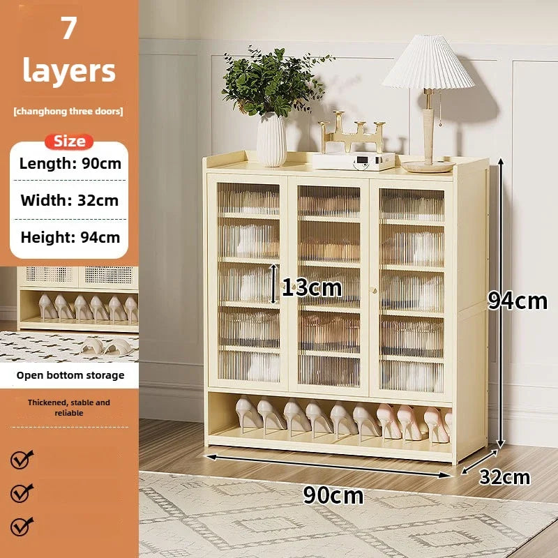 Multi-functional Shoe cabinet Household multi-layer shoe rack Entrance cabinet Large capacity storage dust aisle Oasis Select Milky White O
