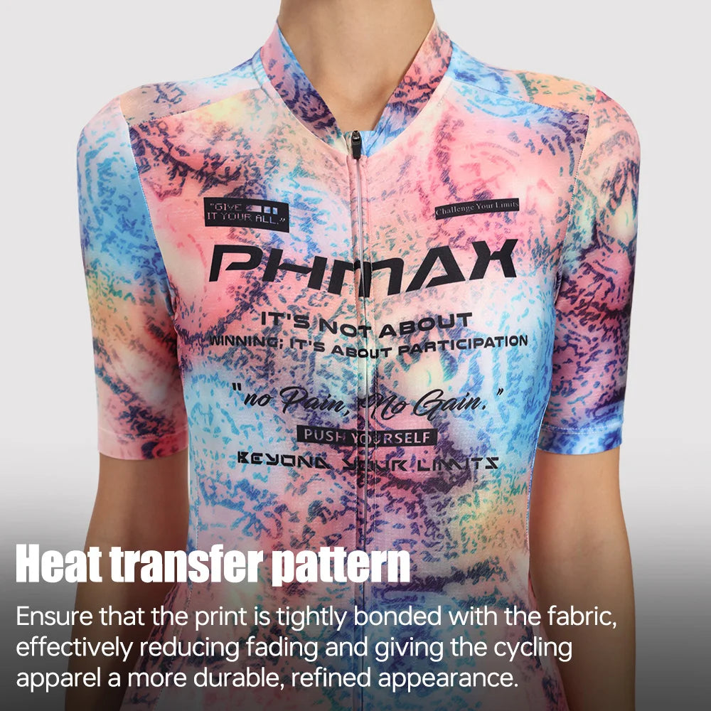 PHMAX Summer Women's Cycling Jersey Breathable Bicycle Mallot Ciclismo Shirts Quick Dry MTB Jersey Short Sleeve with Pocket Oasis Select