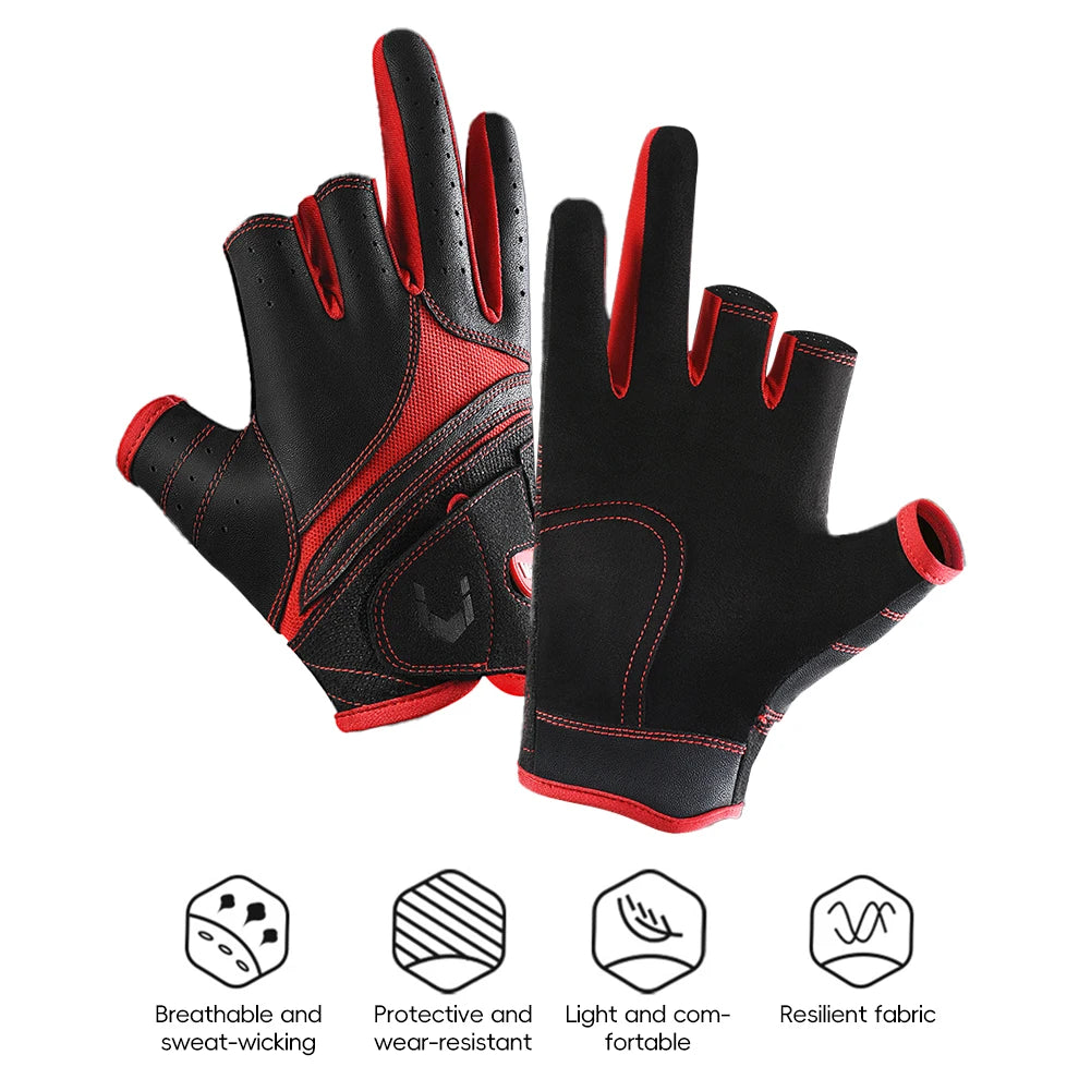 Half Finger Anti-Slip Sports Gloves | PU Leather 2-Piece Set