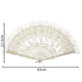 Fashion Wedding White Lace Folding Fan Plastic Wedding Cosplay Party Home Decorative Fan Ancient Bride Hand Fan Decoration Oasis Select Flower
