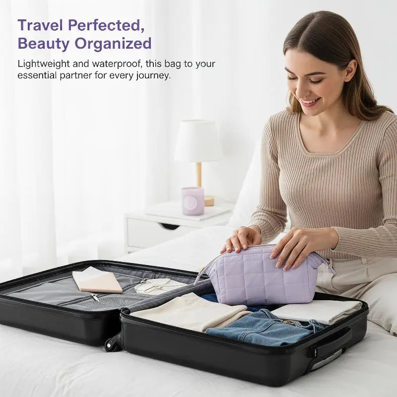 Makeup Bag Travel Makeup Bag Cosmetic Storage Box Expandable Storage Travel Essentials Toiletries Brushes Oasis Select