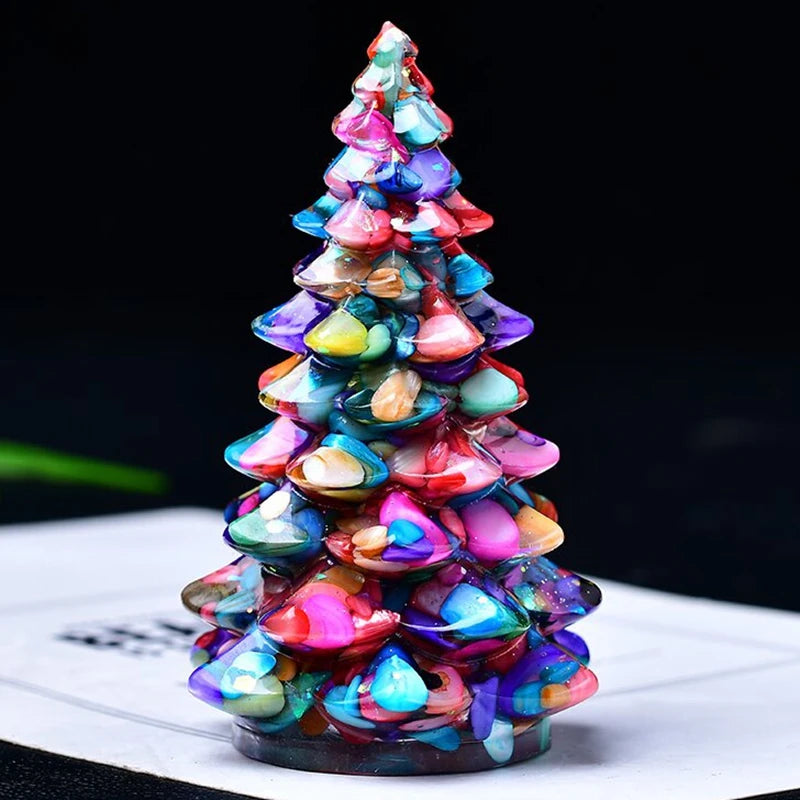 New Natural Crystal Crushed Stone Christmas Tree Resin Decorative Item for Home Desktop Decoration Christmas Display Oasis Select