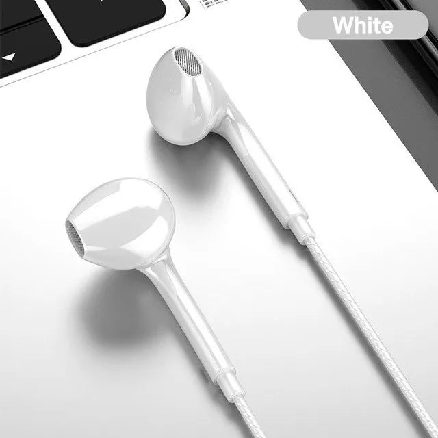 3.5mm Wired Headphones In Ear Headset Wired Earphones with Microphone Bass Stereo Earbuds Sports In-line Control For Phones Oasis Select White