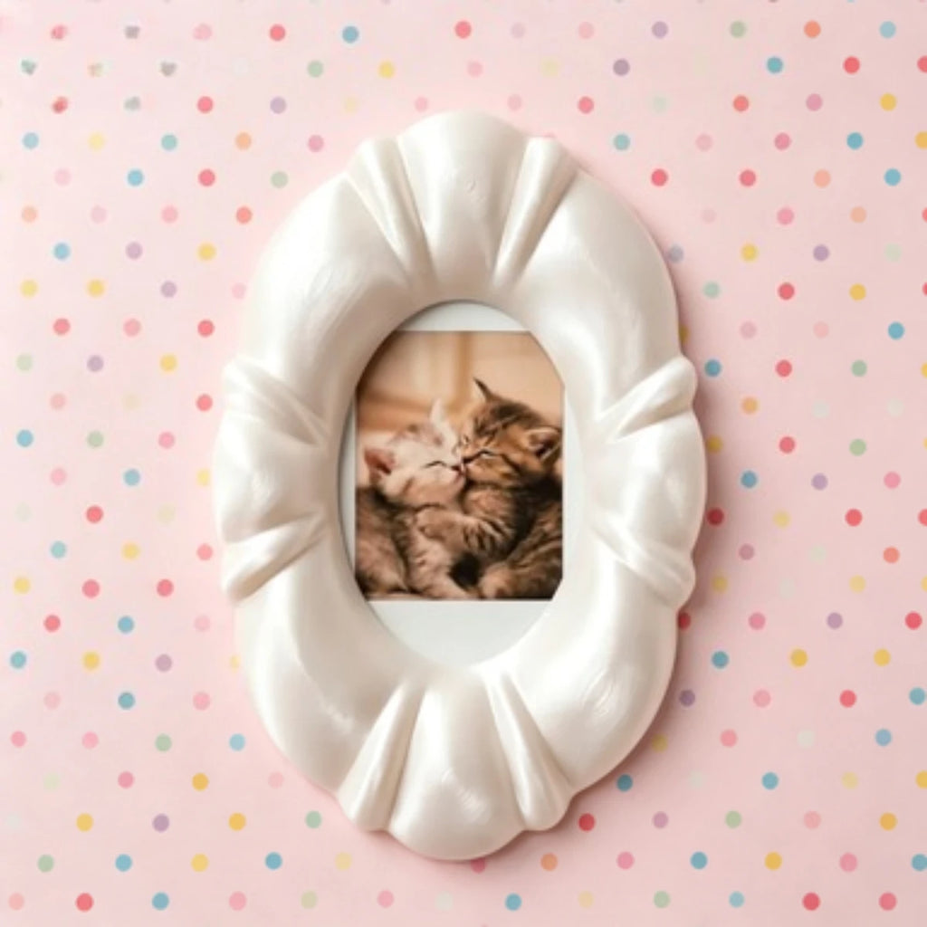 White Bubble Oval Photo Frame Cute Bubble Style Desktop Storage Rack Home Desktop Decoration Minimalist Puff Style Photo Frame Oasis Select