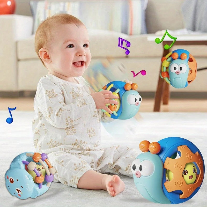 Hand-Held Baby Rattle Puzzle Early Education Snail Rattle Plastic Ball Color Festival Can Send Birthday Christmas Gifts Oasis Select