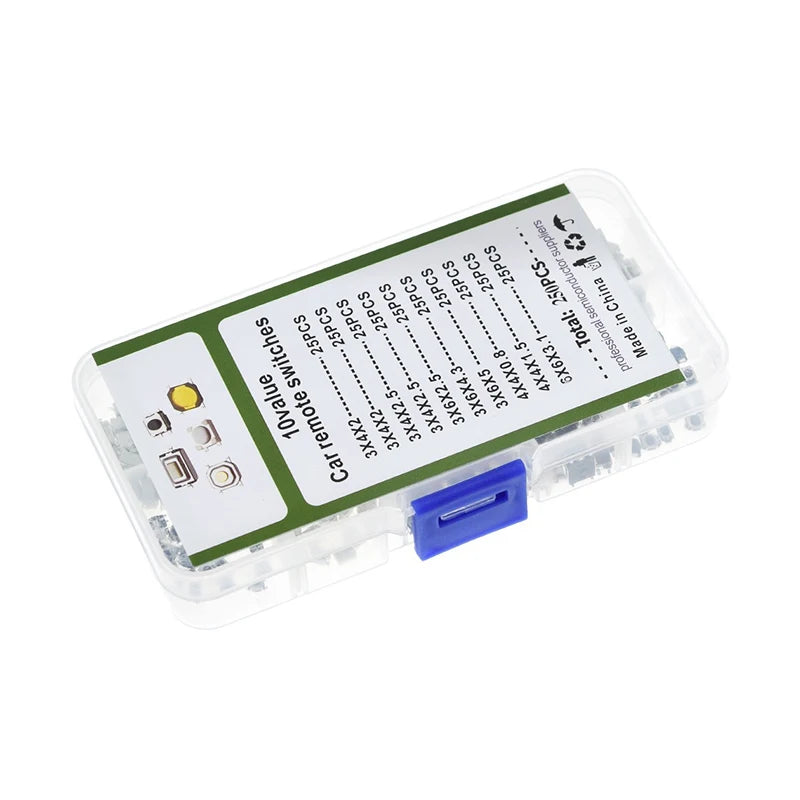 Durable Car Remote Control Button, 10 Different Types, 100/250 Pieces per Box, Ideal for Car Key Micro Switches Oasis Select