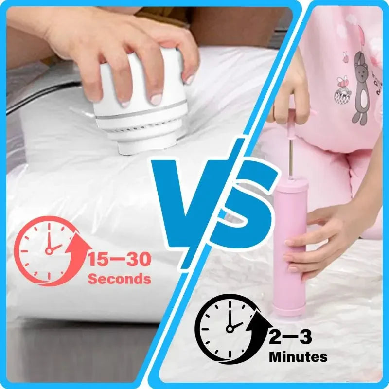 7Sizes Reusable Vacuum Bags or Electric/Hand Pump Vacuum Compression Sealer Bag Mini Vacuum Sealer Machine for Clothes Organizer Oasis Select