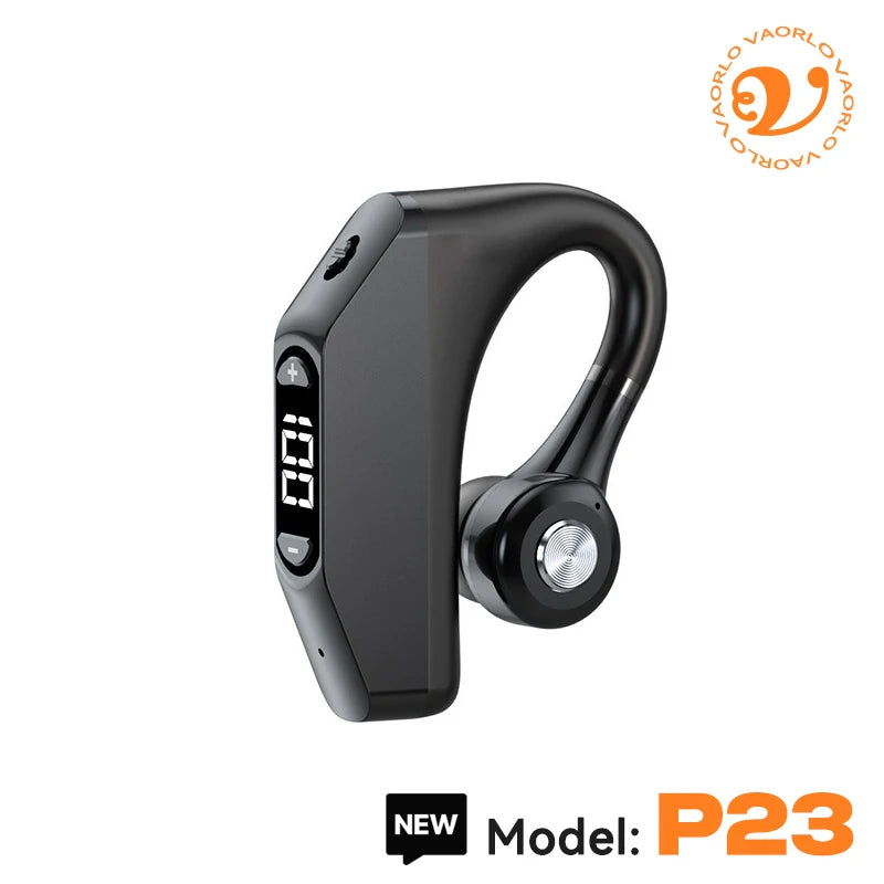Bluetooth Business Earphones Talk/Music Time 20/30 Hours LED Digital Display With MlC Noice Cancelling Wireless Headset Oasis Select P23 Black