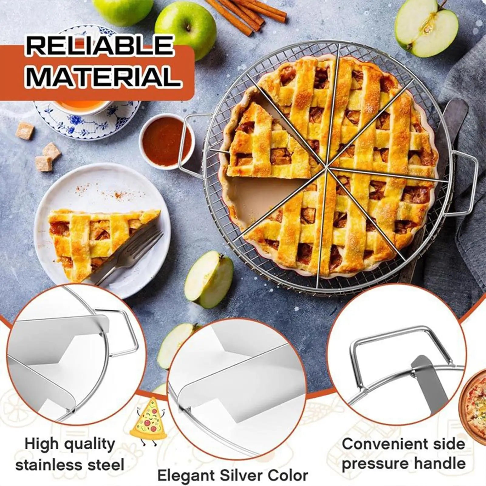 Cake Cutter Slicer Stainless Steel Pastry Portion Marker Pizza Pie Divider Even 6-8 Slices Cake Portioner Baking Tools Kitchen Oasis Select