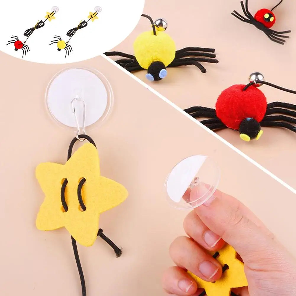 Cat Pet Toy Hanging Door To Relieve Depression Swinging Hanging Elastic Rope Feather Playing Stick Bell Spider for Pet Supplies Oasis Select