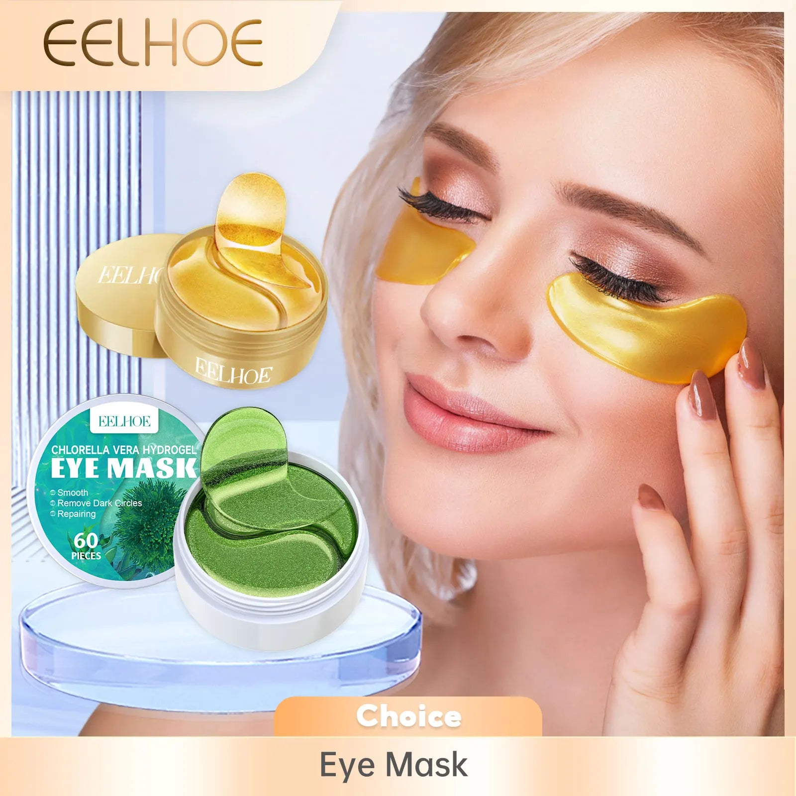 Eelhoe 24K Gold Seaweed Eye Patches – Dark Circles & Puffiness Eye Mask Patches Oasis Select
