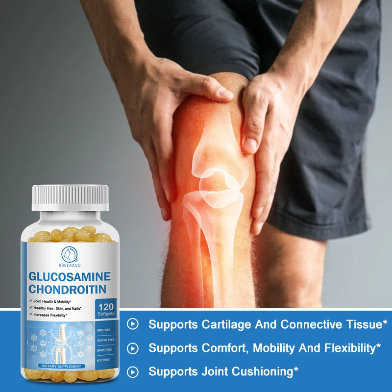 BBEEAAUU Vitamin D Glucosamine Chondroitin Capsules for Relieve Joint & Knee Pain Relieve Discomfort of Bones and Joint Oasis Select