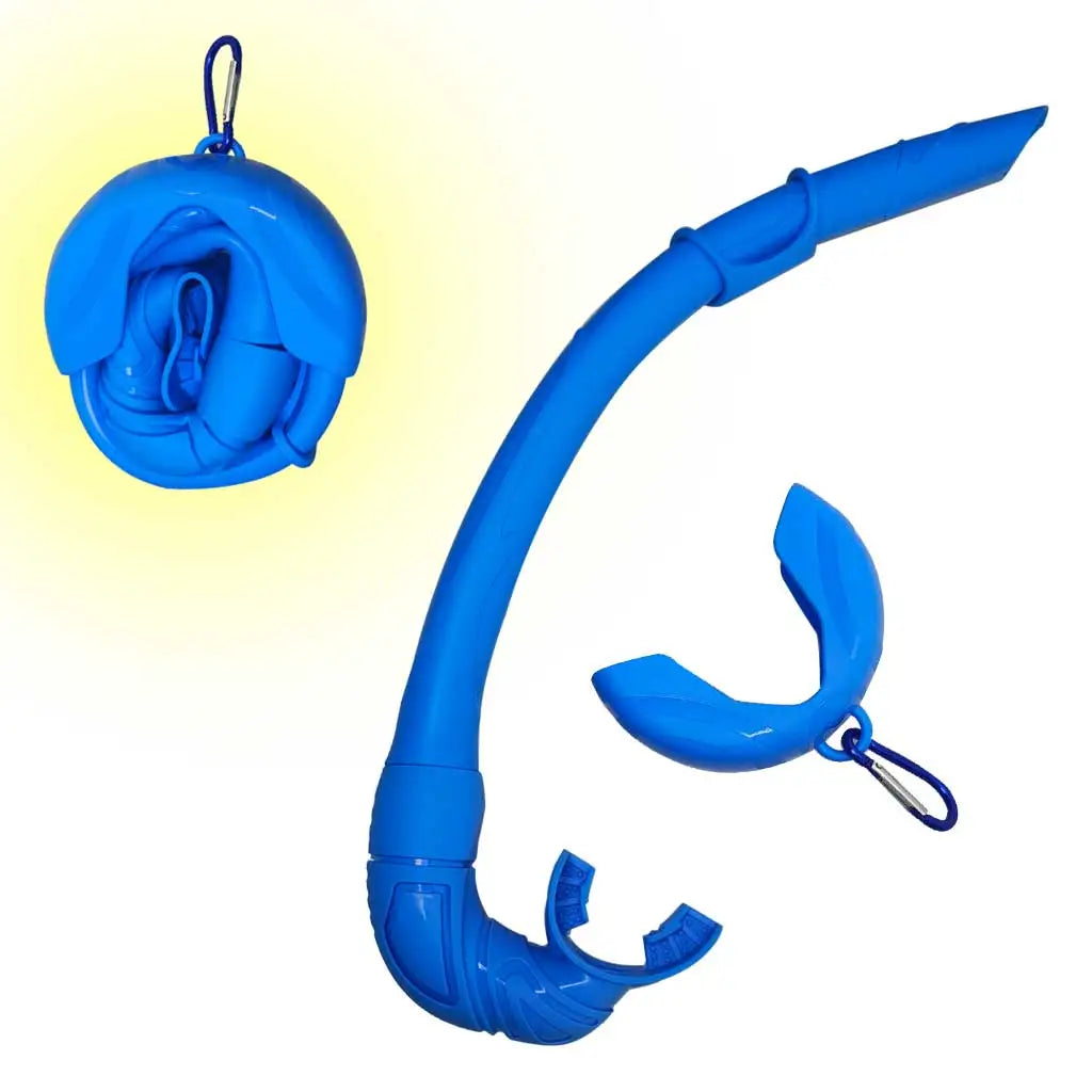 Roll Up Silicone Snorkel Swimming Swim Snorkel with Hanging Buckle Comfortable Breathing Tube for Snorkeling Oasis Select Blue with clip