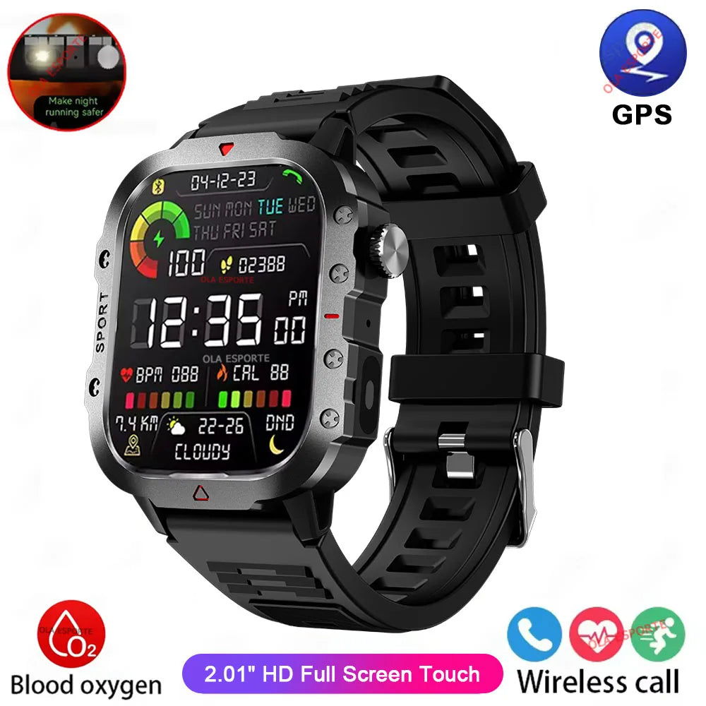 Military Smart Watch 3ATM GPS BT Calls Fitness Tracker HW12