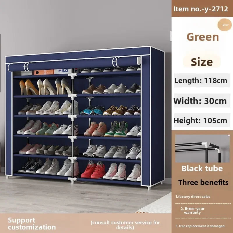 Multi-functional Foreign trade simple household shoe storage rack large space dustproof simple shoe rack Durable Oasis Select Cyan 118-30-120