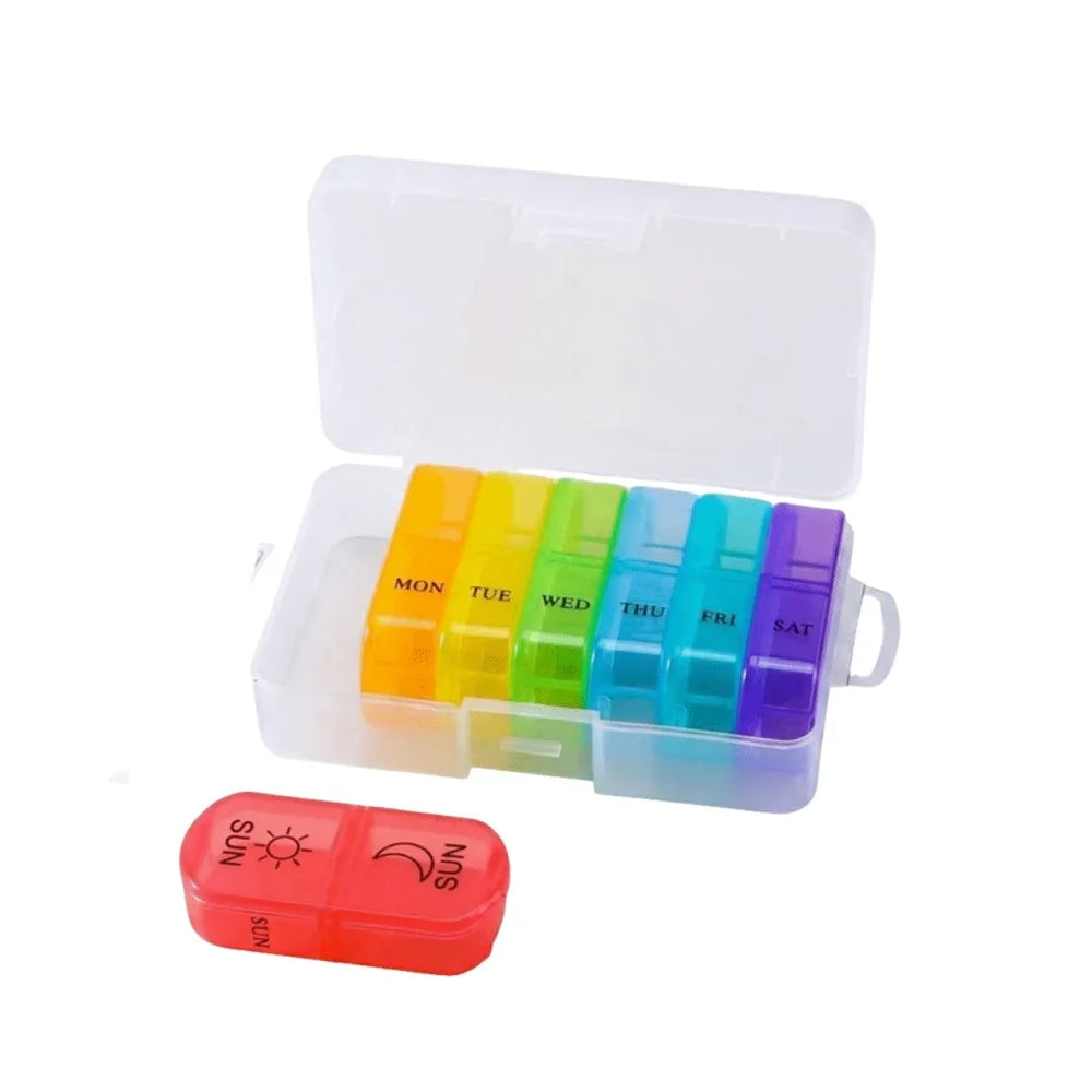 7-Day Weekly Pill Organizer – 21 Sealed Compartments, Portable