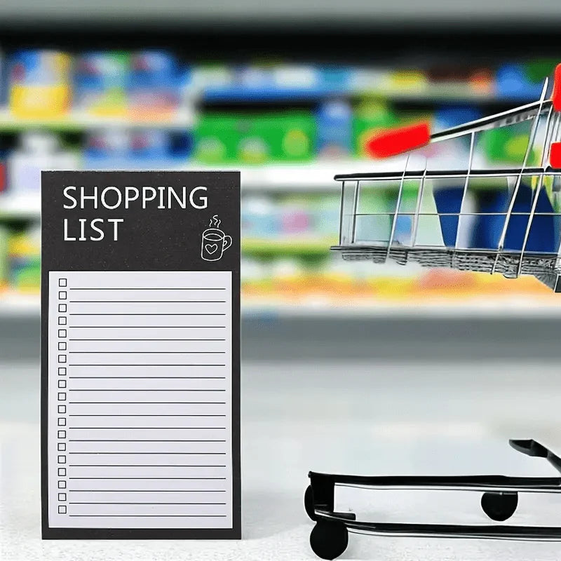 Magnetic Black Shopping List Planner - A Convenient Shopping Organizer with Sticky Notes,perfect for Tracking Food and Reminders Oasis Select