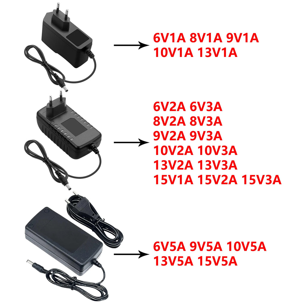 DC 6V 8V 9V 10V 13V 15V Power Supply Adapter Lighting Transformer AC 220 110 V TO DC 6 8 9 10 13 15 Volt For Router LED Strip Oasis Select