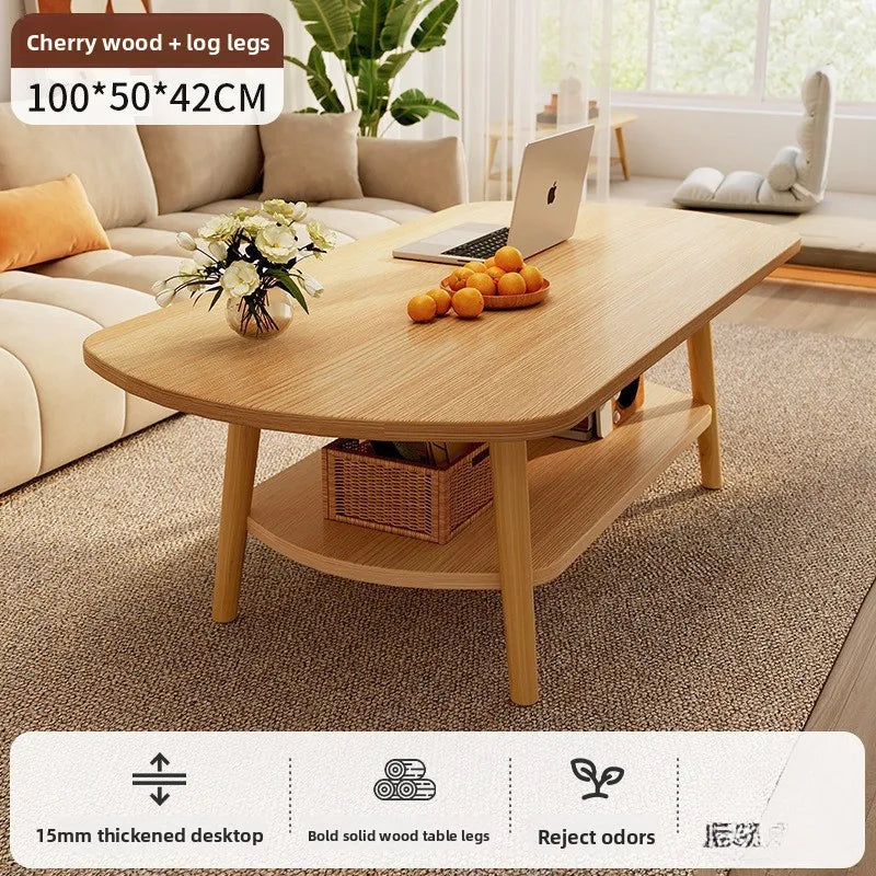 Coffee table living room small apartment multi-functional small tea table Nordic simple homestay double-layer small table Oasis Select Y-Y-100CM