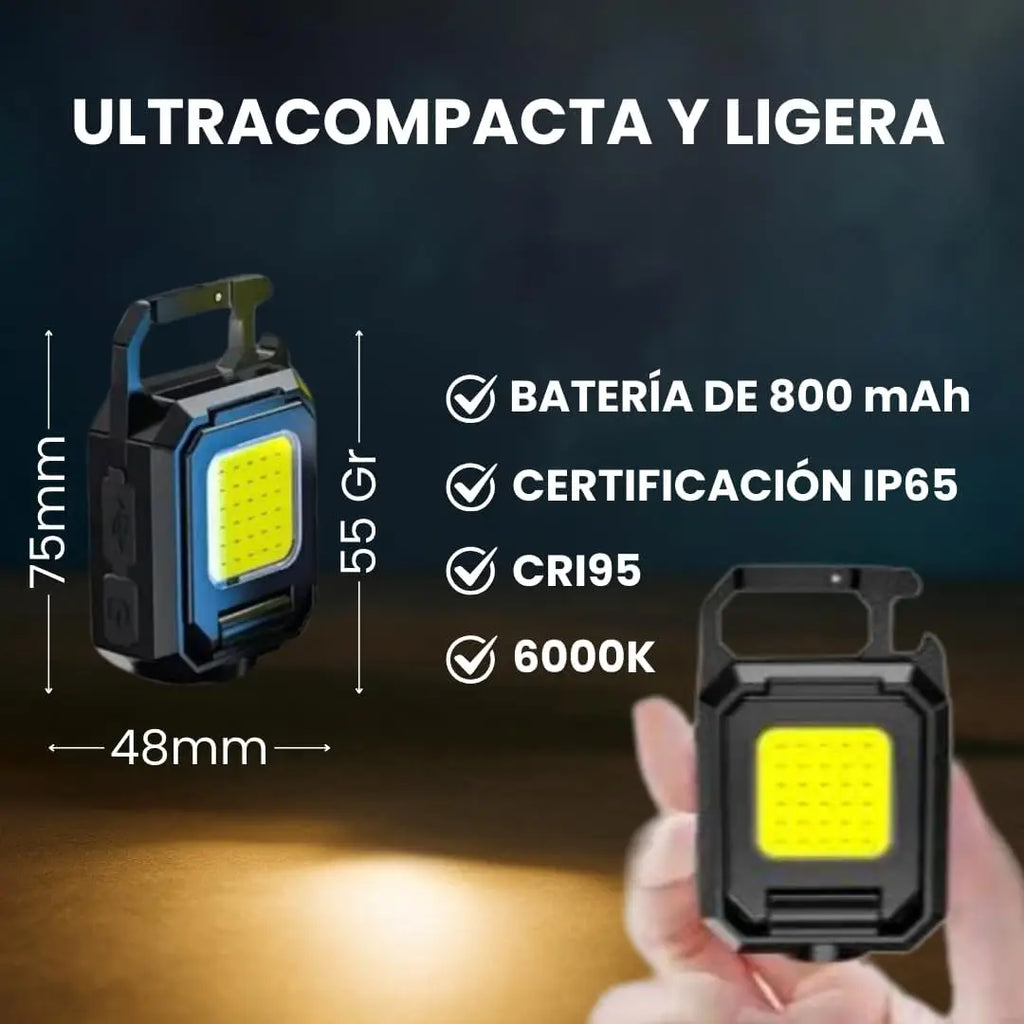 Mini Flashlight Keychain Light COB Work Light USB Rechargeable Lamp with 90° Foldable Side Lights Super Bright Portable Lantern Oasis Select