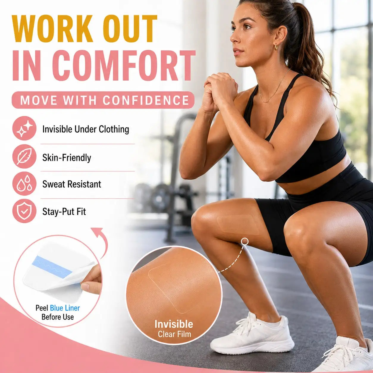 10Pcs Invisible Anti-Chafing Thigh Patches, unisex clear thigh guards, soft leg protection strips for daily wear, running & fitn Oasis Select