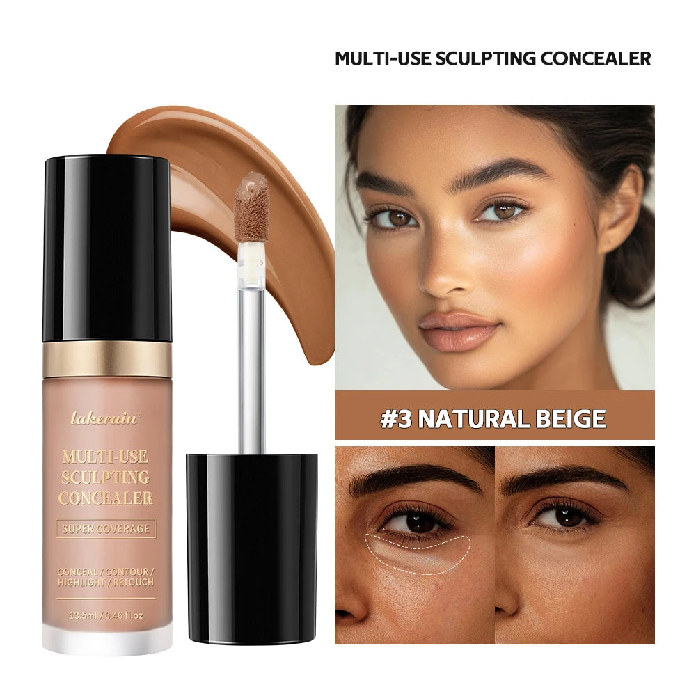 Super Concealer For Face Cover 5 Colors Highlight Contour Retouch Multi Use Super Coverage Hydrating Free Oil Formula Makeup Oasis Select 3 NATURAL BEIGE