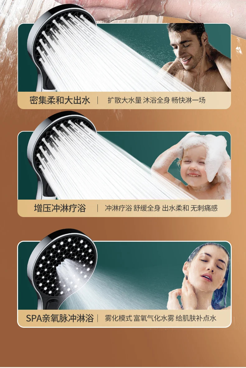 4 Modes Shower Head 13CM Big Panel High Pressure Water Saving Massage Sprayer Shower With Filter Element Bathroom Accessories Oasis Select